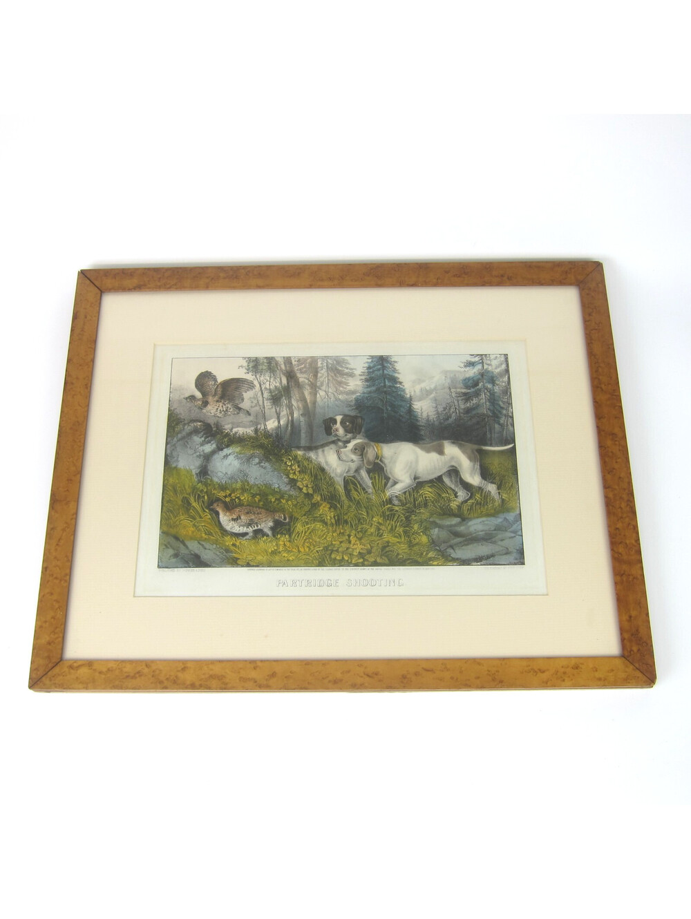 Currier & Ives Hand Colored Lithograph Print Partridge Shooting Antique 1870